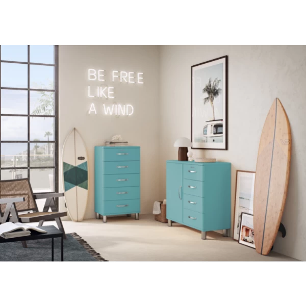 Ladekast Malibu 111,5 Cm Met 5 Lades - Laguneblauw 7 Ladekast Malibu 111,5 Cm Met 5 Lades - Laguneblauw - Afbeelding 7