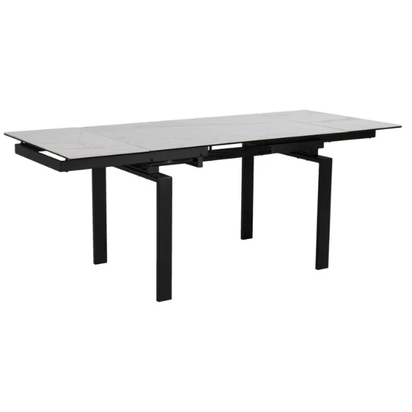Huddersfield Eettafel, Wit Akranes Keramiek, Zwart Staal, 120/200cm 7 Huddersfield Eettafel, Wit Akranes Keramiek, Zwart Staal, 120/200cm - Afbeelding 7