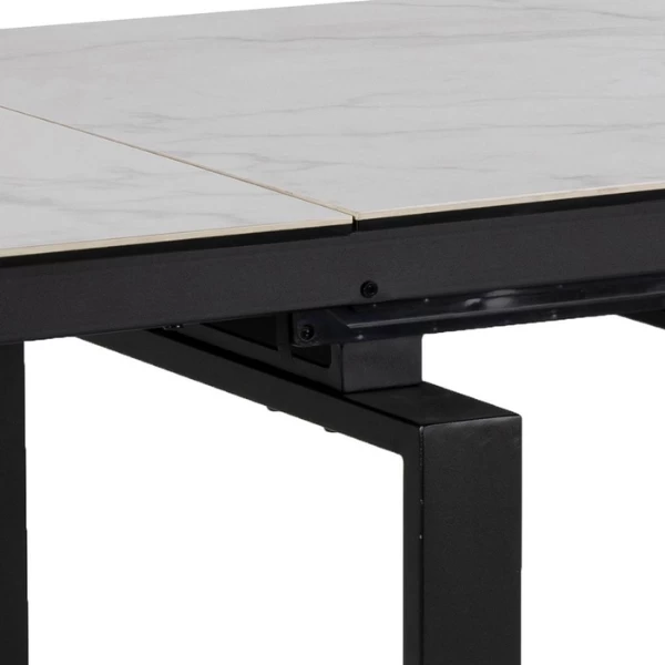 Huddersfield Eettafel, Wit Akranes Keramiek, Zwart Staal, 120/200cm 4 Huddersfield Eettafel, Wit Akranes Keramiek, Zwart Staal, 120/200cm - Afbeelding 4