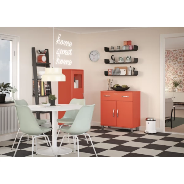 Bijzetkastje Malibu 2 Deuren 1 Lade - Rood 4 Bijzetkastje Malibu 2 Deuren 1 Lade - Rood - Afbeelding 4