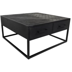 Salontafel Verona 80x80x40cm Met Lades Visgraatmotief - Zwart