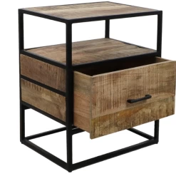 Nachtkastje Mitchell 45x35x55cm Mangohout - Naturel/zwart 9 Nachtkastje Mitchell 45x35x55cm Mangohout - Naturel/zwart -Collectie Woonkamermeubels Ontwerp zonder titel 31 3749