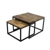 Set Van 2 Vierkante Salontafels Meike - Mangohout/ijzer