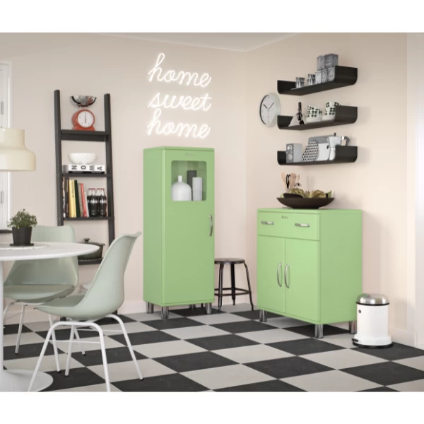 Bijzetkastje Malibu 2 Deuren 1 Lade - Groen 4 Bijzetkastje Malibu 2 Deuren 1 Lade - Groen - Afbeelding 4