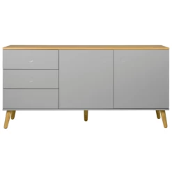 Dressoir Dot 162 Cm Met 2 Deuren En 3 Lades - Eik/grijs