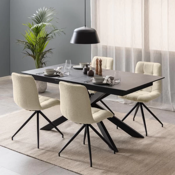 Irwine Rechthoekige Eettafel - Zwart Keramisch Blad, Uitschuifblad, 168/210 Cm 5 Irwine Rechthoekige Eettafel - Zwart Keramisch Blad, Uitschuifblad, 168/210 Cm - Afbeelding 5