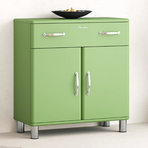 Bijzetkastje Malibu 2 Deuren 1 Lade - Groen 1 Bijzetkastje Malibu 2 Deuren 1 Lade - Groen