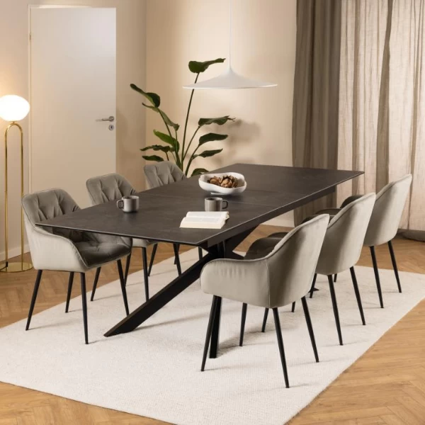 Irwine Rechthoekige Eettafel - Zwart Keramisch Blad, Kruisvoet 1 Irwine Rechthoekige Eettafel - Zwart Keramisch Blad, Kruisvoet