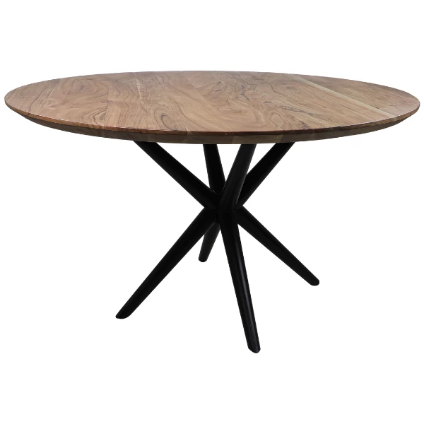 Eettafel Luzern 130cm Acaciahout - Naturel/zwart 1 Eettafel Luzern 130cm Acaciahout - Naturel/zwart