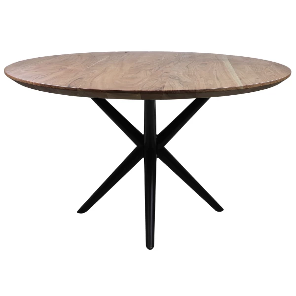 Eettafel Luzern 130cm Acaciahout - Naturel/zwart 2 Eettafel Luzern 130cm Acaciahout - Naturel/zwart - Afbeelding 2