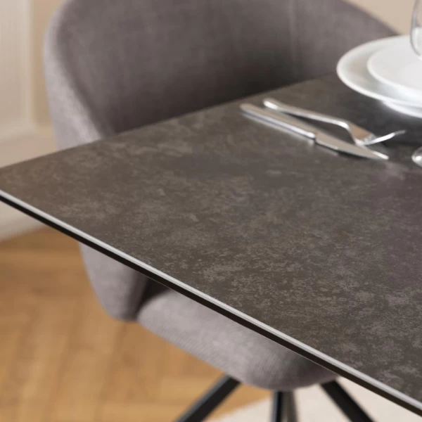 Irwine Rechthoekige Eettafel - Zwart Keramisch Blad, Kruisvoet 5 Irwine Rechthoekige Eettafel - Zwart Keramisch Blad, Kruisvoet - Afbeelding 5