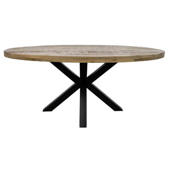 Eettafel Regina 200x100cm Mangohout - Naturel/zwart 1 Eettafel Regina 200x100cm Mangohout - Naturel/zwart