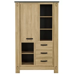 Opbergkast Louane 124cm, 1 Deur & 3 Lades - Eik/beton -Collectie Woonkamermeubels Ontwerp zonder titel 70 7593