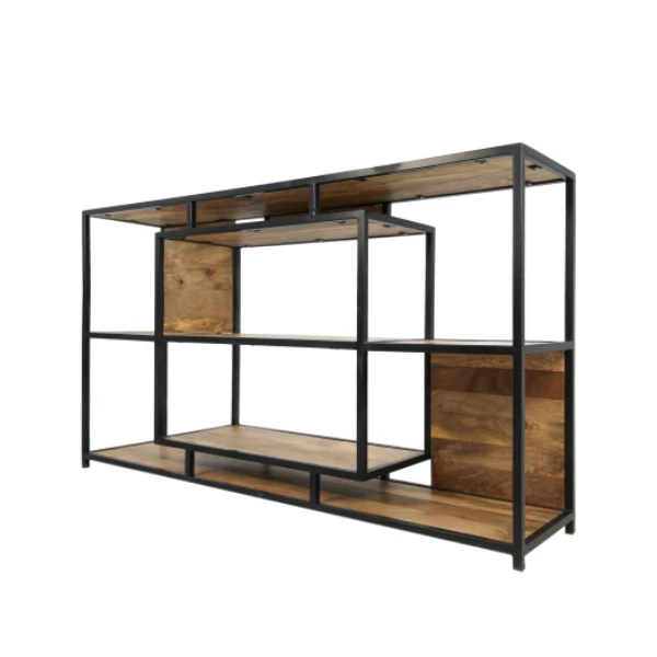 Buffet Levels 150cm Met Open Vakken - Mangohout/ijzer 9 Buffet Levels 150cm Met Open Vakken - Mangohout/ijzer - Afbeelding 9