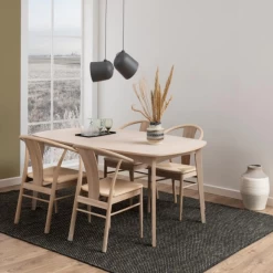 Janik Eetkamerstoel Met Armleuning: Off White Papieren Vlechten