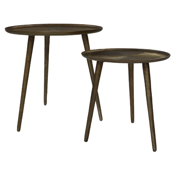 Bijzettafels Flora 50cm En 40cm Set Van 2 Metaal - Goud 1 Bijzettafels Flora 50cm En 40cm Set Van 2 Metaal - Goud