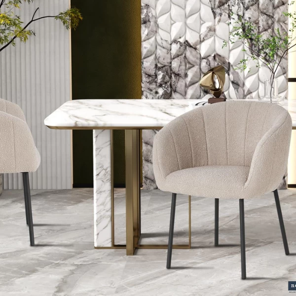 Stoel 'Sevilla' Bouclé Zand | Metalen Poten H-H 79 X B-L 57 X D-P 62 Cm 3 Stoel 'Sevilla' Bouclé Zand | Metalen Poten H-H 79 X B-L 57 X D-P 62 Cm - Afbeelding 3