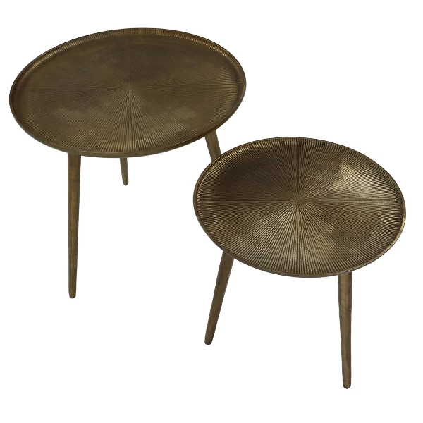 Bijzettafels Flora 50cm En 40cm Set Van 2 Metaal - Goud 2 Bijzettafels Flora 50cm En 40cm Set Van 2 Metaal - Goud - Afbeelding 2