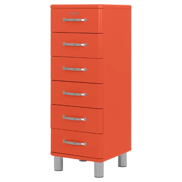 Ladekast Malibu 111,5 Cm Met 6 Lades - Rood 9 Ladekast Malibu 111,5 Cm Met 6 Lades - Rood - Afbeelding 9