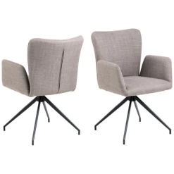 Draaibare Eetkamerstoel Met Armleuning: Laura, Bazel Licht Grijsbruin -Collectie Woonkamermeubels Ontwerp zonder titel 94 da22