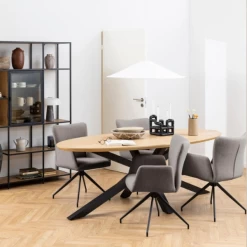 Draaibare Eetkamerstoel Met Armleuning: Laura, Bazel Licht Grijsbruin -Collectie Woonkamermeubels Ontwerp zonder titel 95 96bf