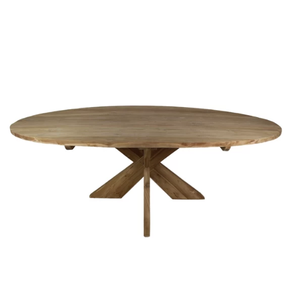 Eettafel Mosy 240x120cm Ovaal Met Kruispoot – Naturel/teak 1 Eettafel Mosy 240x120cm Ovaal Met Kruispoot – Naturel/teak