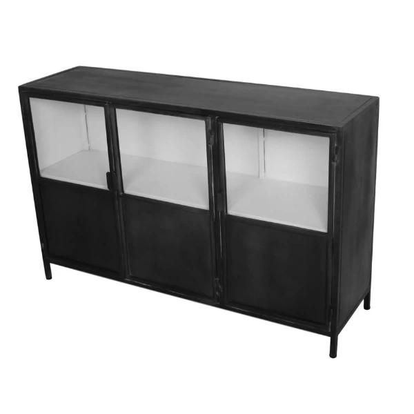 Dressoir Bronx 130cm Met 3 Deuren - Grijs/wit 1 Dressoir Bronx 130cm Met 3 Deuren - Grijs/wit