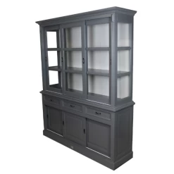Buffetkast Provence 180 Cm Met 6 Deuren & 3 Lades - Donkergrijs/wit