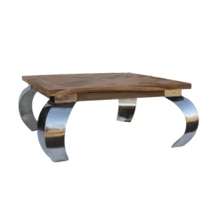 Salontafel Opium 100x100cm Vierkant – Teak/RVS