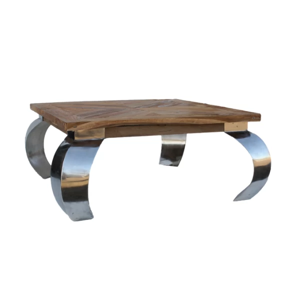 Salontafel Opium 100x100cm Vierkant – Teak/RVS 1 Salontafel Opium 100x100cm Vierkant – Teak/RVS