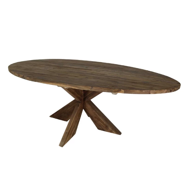 Eettafel Mosy 220x110cm Ovaal Met Kruispoot – Vintage/teak 1 Eettafel Mosy 220x110cm Ovaal Met Kruispoot – Vintage/teak