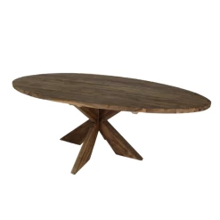Eettafel Mosy 180x100cm Ovaal Met Kruispoot โ New Vintage/teak