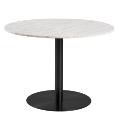 Ronde Eettafel Carlos ø105cm - Wit Marmer/zwart