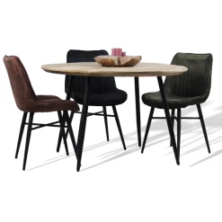 Eettafel Bern 120cm Rond Mangohout - Naturel/zwart