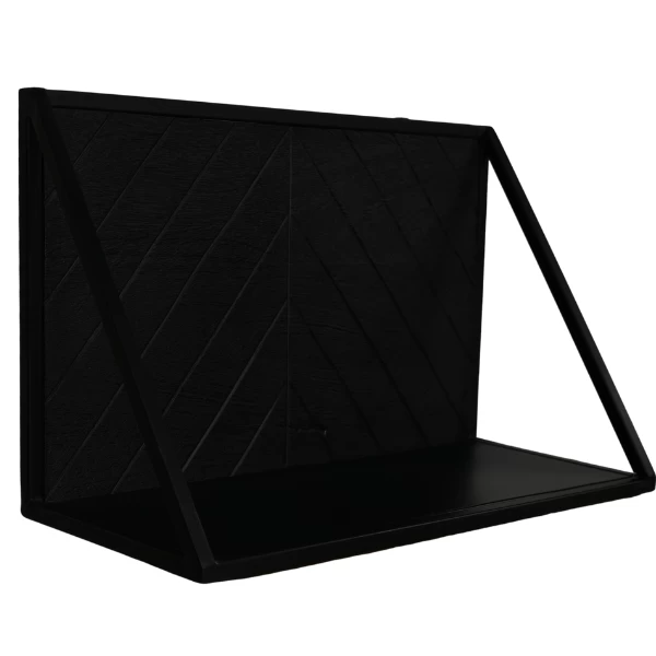 Wandplank Verona 50x20x30cm Mangohout - Zwart/visgraat 1 Wandplank Verona 50x20x30cm Mangohout - Zwart/visgraat