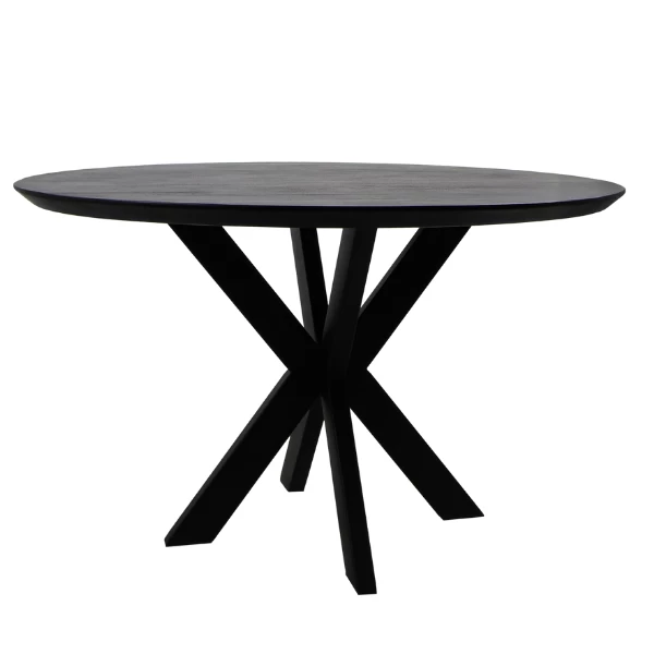 Eettafel Luzern 120cm Acaciahout - Zwart 1 Eettafel Luzern 120cm Acaciahout - Zwart
