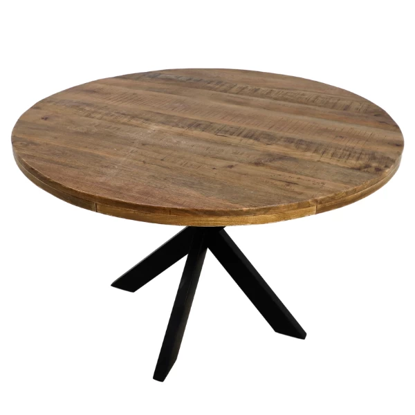 Eettafel Geraldton 120cm Rond Mangohout - Naturel/zwart 4 Eettafel Geraldton 120cm Rond Mangohout - Naturel/zwart - Afbeelding 4