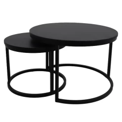 Set Van 2 Salontafels Akira Mangohout En Metaal - Zwart