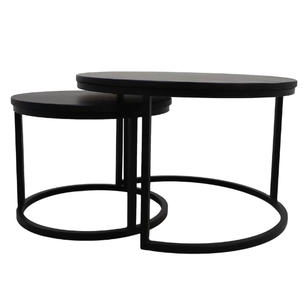 Set Van 2 Salontafels Akira Mangohout En Metaal - Zwart 4 Set Van 2 Salontafels Akira Mangohout En Metaal - Zwart - Afbeelding 4