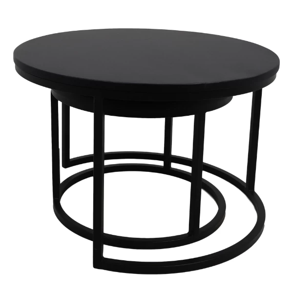 Set Van 2 Salontafels Akira Mangohout En Metaal - Zwart 3 Set Van 2 Salontafels Akira Mangohout En Metaal - Zwart - Afbeelding 3