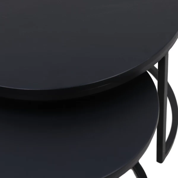 Set Van 2 Salontafels Akira Mangohout En Metaal - Zwart 2 Set Van 2 Salontafels Akira Mangohout En Metaal - Zwart - Afbeelding 2