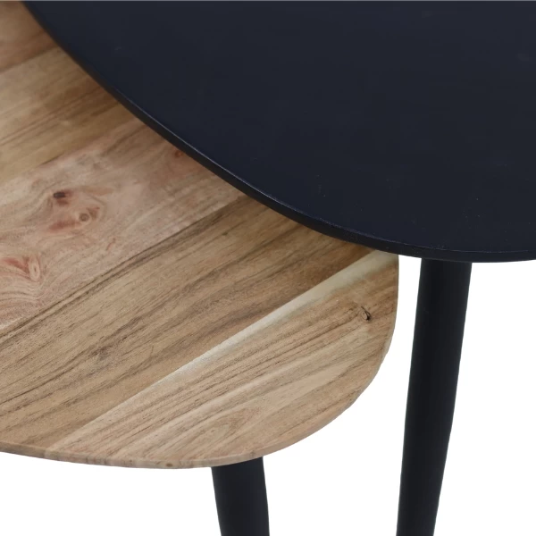 Bijzettafels Luzern Set Van 3 Driehoekig Acaciahout - Naturel/zwart 2 Bijzettafels Luzern Set Van 3 Driehoekig Acaciahout - Naturel/zwart - Afbeelding 2