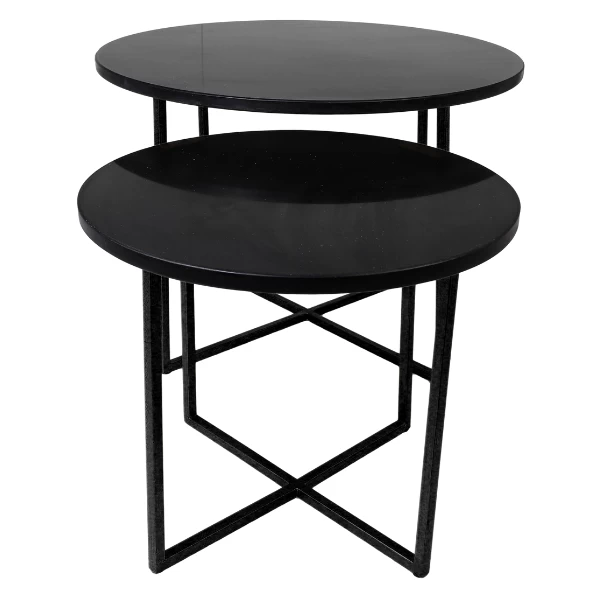 Salontafel Gatsby Set Van 2 Marmer En Metaal - Zwart 4 Salontafel Gatsby Set Van 2 Marmer En Metaal - Zwart - Afbeelding 4