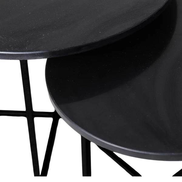 Salontafel Gatsby Set Van 2 Marmer En Metaal - Zwart 2 Salontafel Gatsby Set Van 2 Marmer En Metaal - Zwart - Afbeelding 2