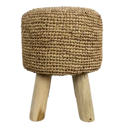 Kruk Malibu ø34cm Raffia En Teakhout - Naturel/beige -Collectie Woonkamermeubels Ontwerp zonder titel 2022 02 02T113535.358 8ccb