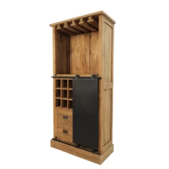 Wijnkast Blackburn 84x40x177cm Met 1 Deur En 2 Lades - Naturel/zwart -Collectie Woonkamermeubels Ontwerp zonder titel 2022 02 03T114314.541 0f39