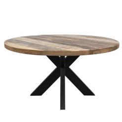 Salontafel Regina 80cm Mangohout En Metaal - Naturel/zwart