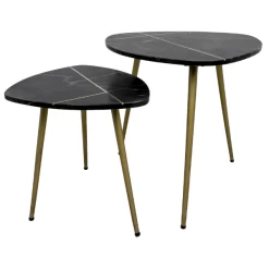 Salontafel Chandler Set Van 2 Marmer - Zwart/goud
