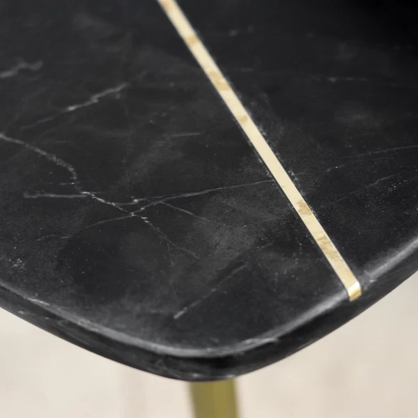 Salontafel Chandler Set Van 2 Marmer - Zwart/goud 2 Salontafel Chandler Set Van 2 Marmer - Zwart/goud - Afbeelding 2