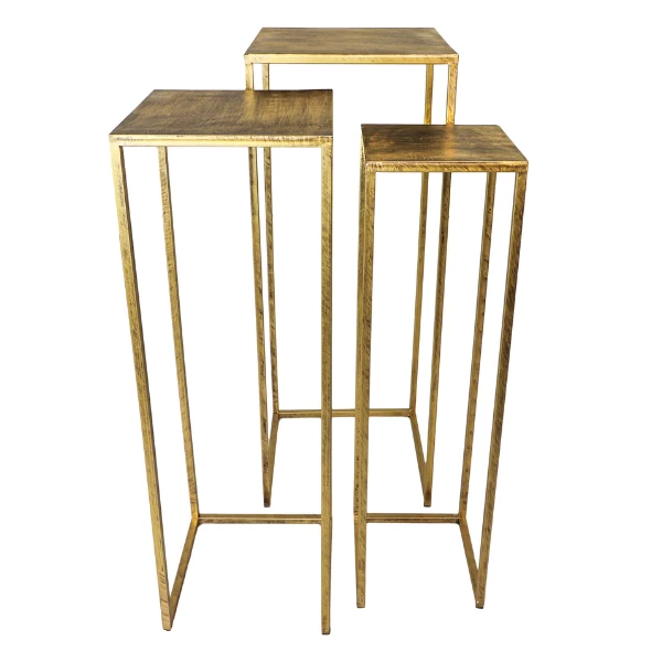 Bijzettafel Fletcher Set Van 3 Metaal - Goud 1 Bijzettafel Fletcher Set Van 3 Metaal - Goud